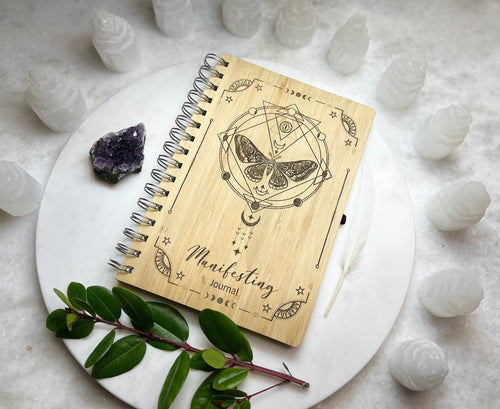 Eco Bamboo Manifesting Journal - Manifest goals into reality by journaling. Custom available