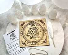 Load image into Gallery viewer, Aquarius Astrology crystal grid kit + Wood grid
