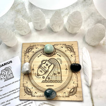 Load image into Gallery viewer, Aquarius Astrology crystal grid kit + Wood grid
