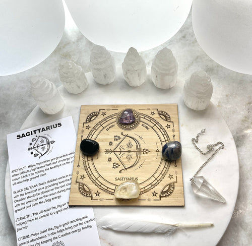 K+W Sagittarius Astrology crystal grid kit