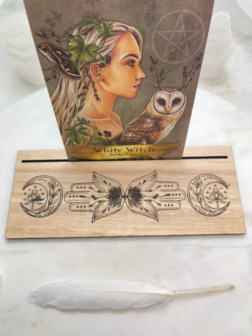 Oracle, tarot, Tasman Oak message card holder - amazing for setting intentions, Daily Messages, affirmation cards.