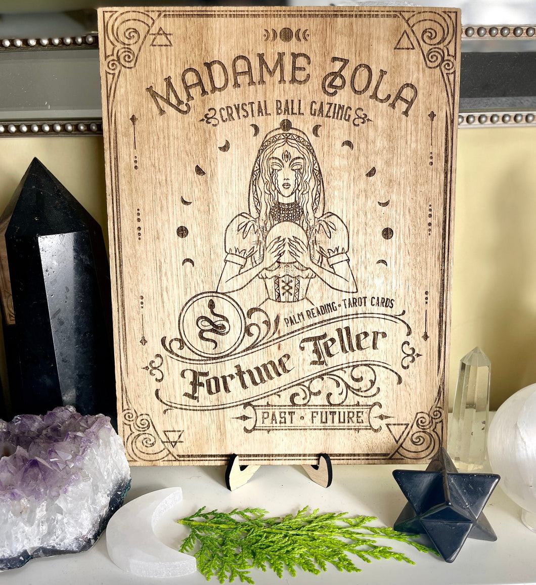 Vintage look Reader/ psychic display board with stand- custom name available