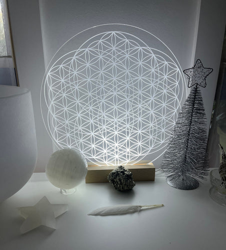 Flower of Life Variation | high vibrational pattern | optional USB LED light base