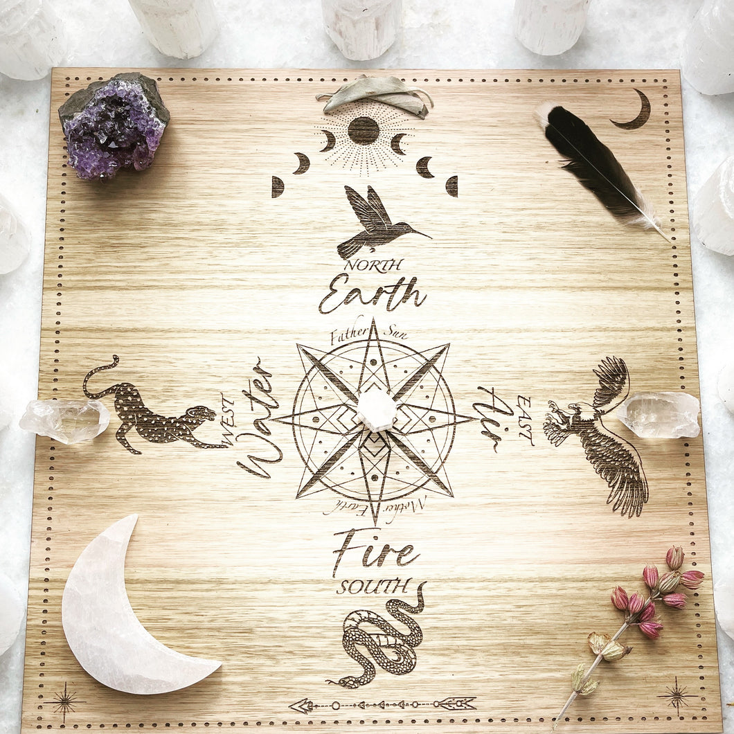 Shamanic 4 directions board - with elements locally designed and made