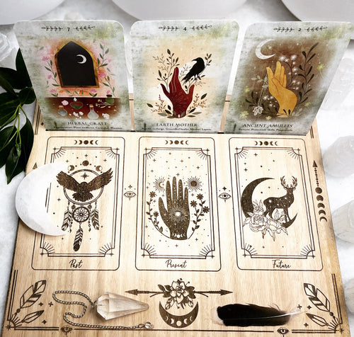 3 card Feather + Animal oracle tarot card board - one of my favourites amazing for setting intentions, readings, affirmation cards.