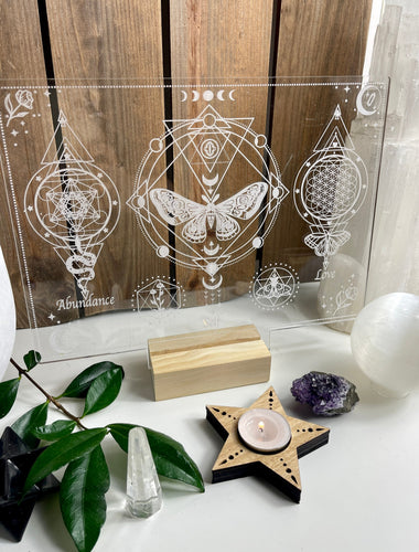 Manifesting Acrylic Glass board + Led will assist in connecting you to your Manifesting Energy