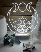 Load image into Gallery viewer, Triple moon + Lotus Flower - glass Perspex
