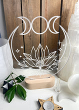 Load image into Gallery viewer, Triple moon + Lotus Flower - glass Perspex
