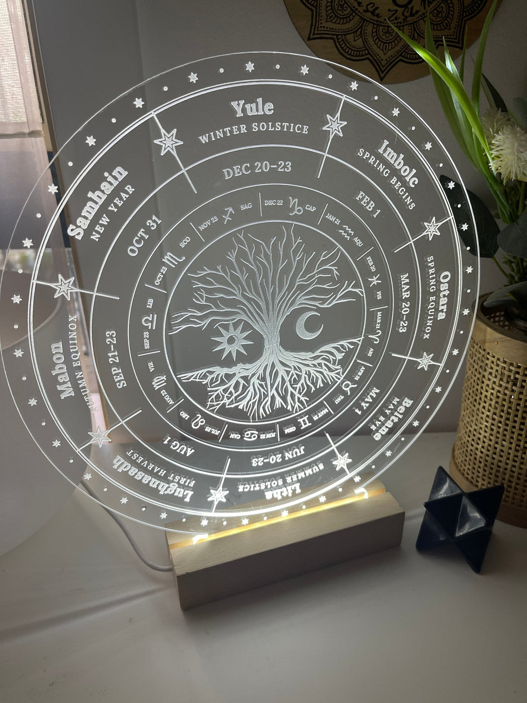 Wheel of the year - Acrylic Glass board with Led light