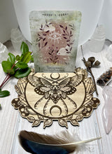 Load image into Gallery viewer, Moth + Crystal Oracle, tarot, message card holder - amazing for setting intentions, Daily Messages, affirmation cards.
