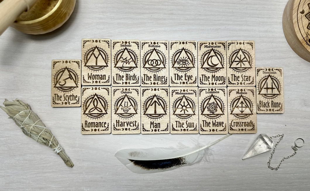 Witches wooden engraved Runes set