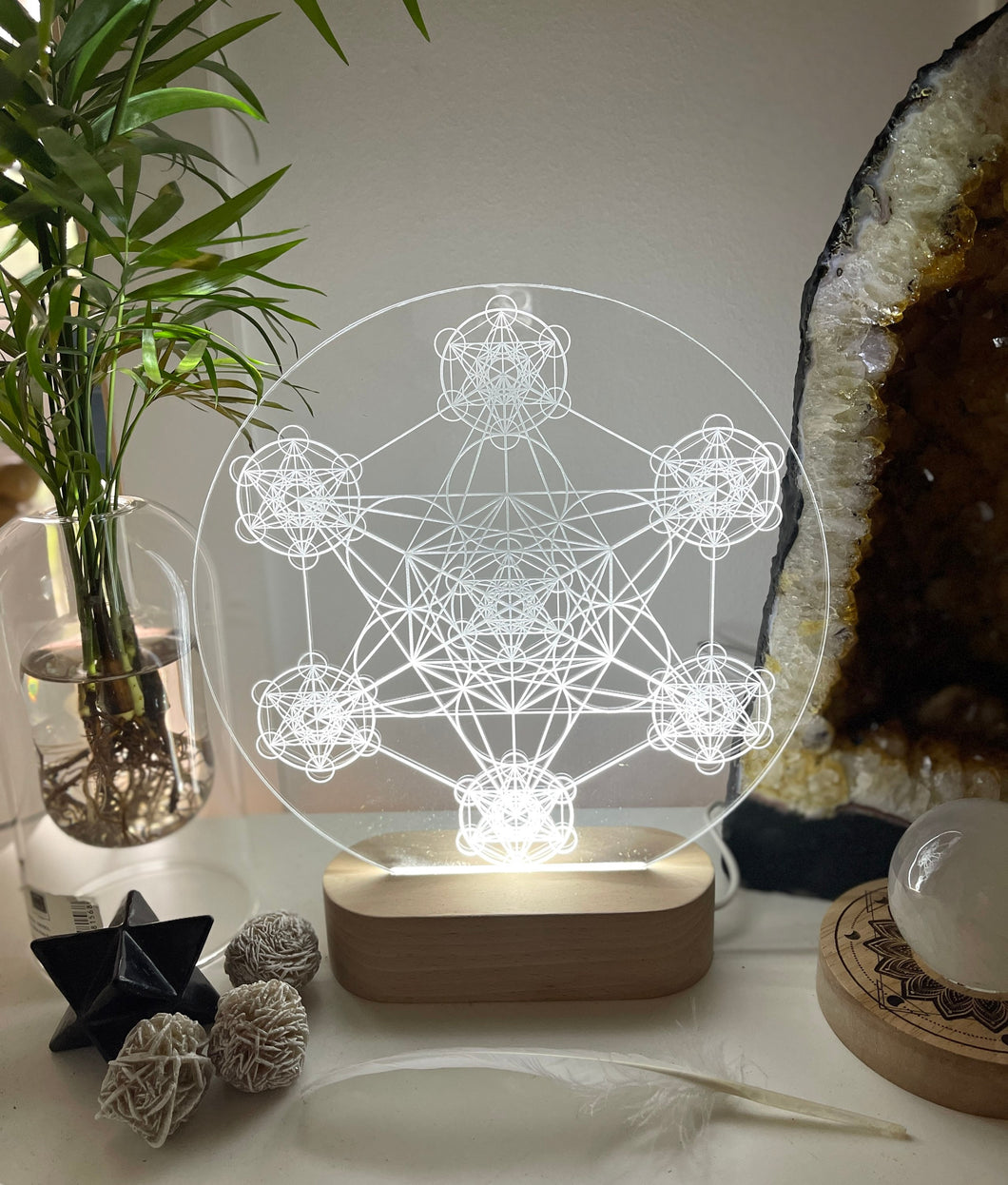Variation of Metatron’s Cube || + Seed of life with night light - Embrace this high vibrational pattern, a beautiful source of energy