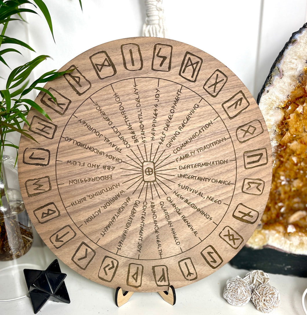 Futhark Runes pendulum wooden board | Runes cheat sheet