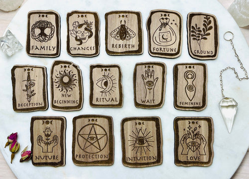 Wooden Casting Charms | runes | readings - 14 piece set
