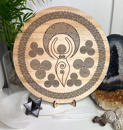 Beautiful Spiral Goddess board sacred alter peice engraved - Locally made