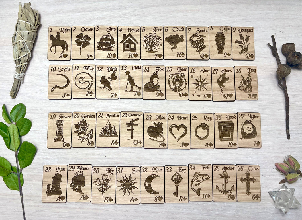 Lenormand wooden card set | Readings with wooden Lenormand cards / Tiles