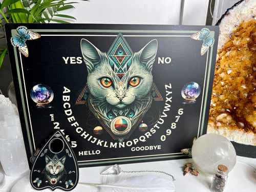 Spirit Cat| ouija board pendulum | spirit board with Planchette - Locally made