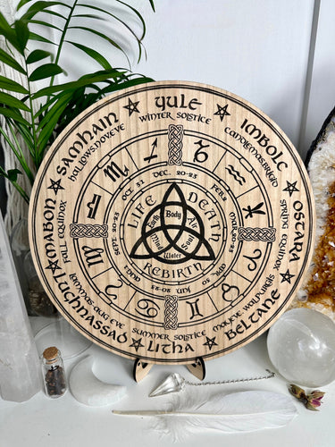 Wheel of the year board II triquetra trinity knot- Locally made
