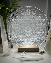 Load image into Gallery viewer, Variation of Metatron’s Cube + Seed of life optional night light - Embrace this high vibrational pattern, a beautiful source of energy
