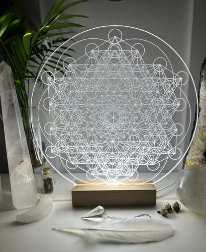 Variation of Metatron’s Cube + Seed of life optional night light - Embrace this high vibrational pattern, a beautiful source of energy