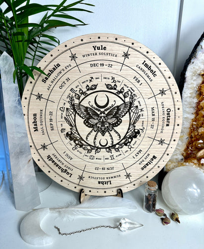 Wheel of the year board | Moth + mushrooms - Locally made