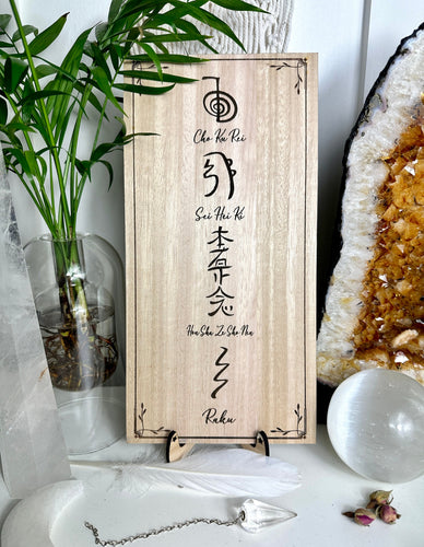 Reiki | Symbols wooden engraved | Cho Ku Rei | Sei Hei Ki | Hon Sha Ze Sho Nen | Raku