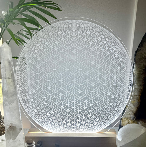 Flower of Life Universe | universal energy | high vibrational pattern | optional USB LED light base