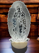 Load image into Gallery viewer, Holy Mother religious | Mother Mary statue - wooden led light base - universal usb connection
