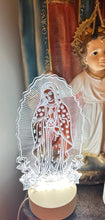 Load image into Gallery viewer, Holy Mother religious | Mother Mary statue - wooden led light base - universal usb connection
