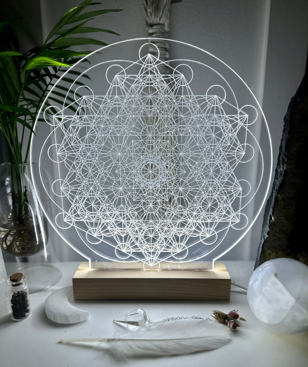 Variation of Metatron’s Cube + Seed of life optional night light - Embrace this high vibrational pattern, a beautiful source of energy