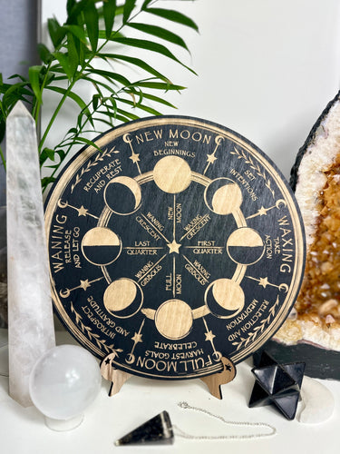 Moon Phases Board - engraved wood - Locally made