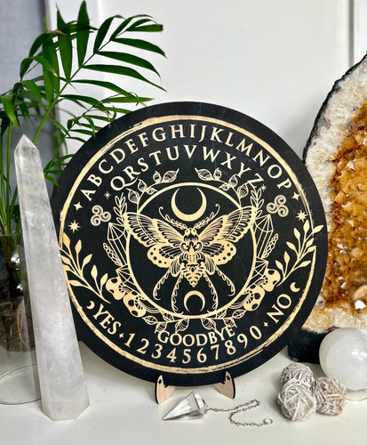 Moth Ouija | Spirit | Pendulum Board - engraved wood - Locally made