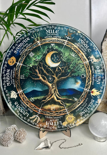 Tree of Life | Wheel of the year board | Wiccan | witch| Pagan Calendar printed Calendar Board: Wheel of the Year Altar Decor - Handcrafted