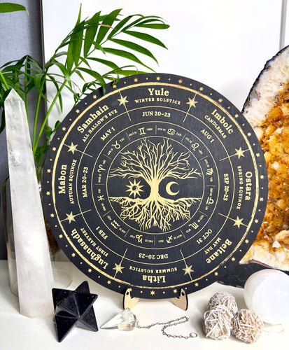 Wheel of the year | Wicca | Pagan seasons Calendar - engraved wood