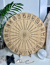 Load image into Gallery viewer, Futhark Runes pendulum wooden board | Runes cheat sheet
