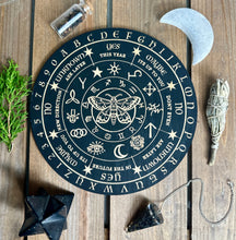 Load image into Gallery viewer, Wicca Runes board | Spirit | Pendulum Board - engraved wood - Locally made
