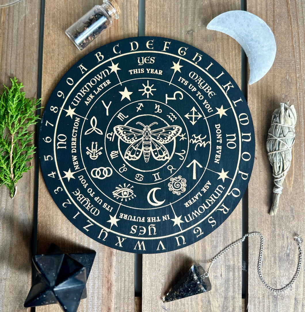 Wicca Runes board | Spirit | Pendulum Board - engraved wood - Locally made