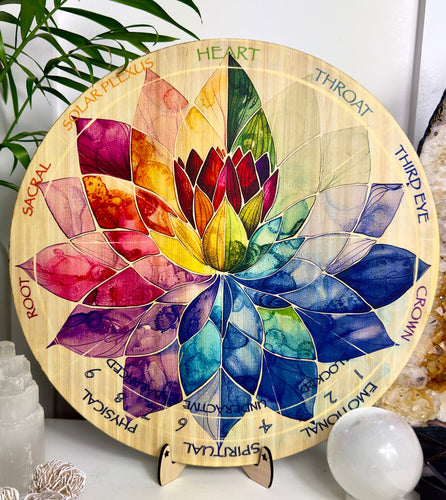 Water colour Lotus | Chakra balancing pendulum/ printed Bamboo