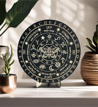 Load image into Gallery viewer, Wicca Runes board | Spirit | Pendulum Board - engraved wood - Locally made
