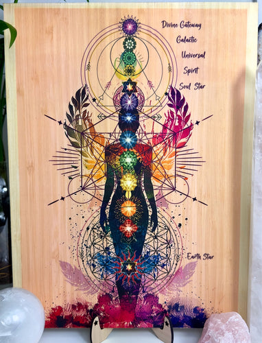 12 Chakra Symbols system | earth | soul star | Non Binary | Distant Healing Reiki board | sacred alter | Universal Energy | Bamboo
