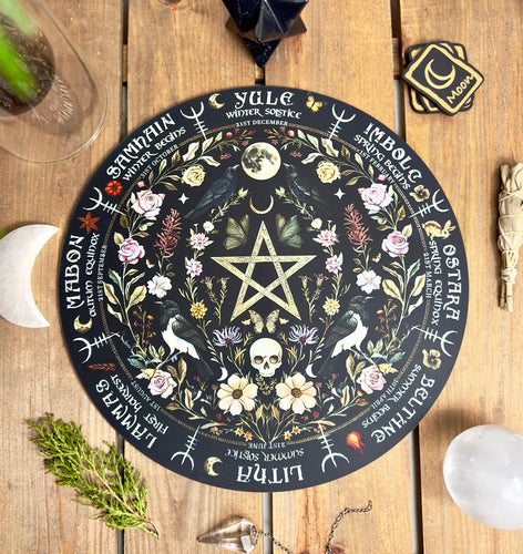 Wheel of the year board | Wiccan | witch Pagan Calendar - printed wood Locally made