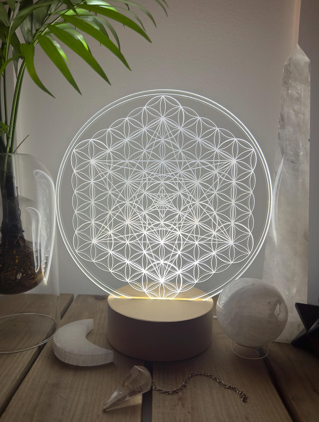Variation of Metatron’s Cube + flower of life Small LED night light - Embrace this high vibrational pattern, a beautiful source of energy