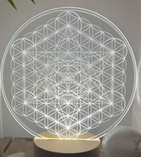 Load image into Gallery viewer, Variation of Metatron’s Cube + flower of life Small LED night light - Embrace this high vibrational pattern, a beautiful source of energy
