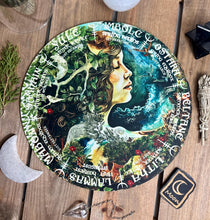 Load image into Gallery viewer, Mother Nature goddess Gaia | Wheel of the year board | Wiccan | witch Pagan Calendar - printed wood Locally made
