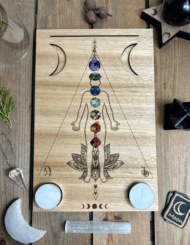 Non binary Distant Healing board + lotus chakra cutouts- crystal chips included