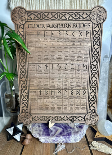 Elder Futhark Runes | Full meanings | Wooden engraved board