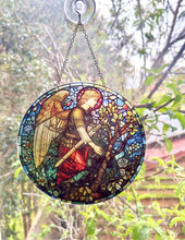 Load image into Gallery viewer, Archangel Michael stainglass print - Protector + spiritual warrior - sun catcher

