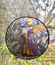 Load image into Gallery viewer, Wizard and Dragon - sun catcher
