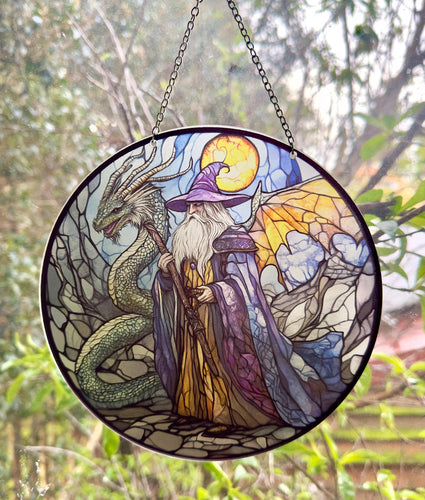 Wizard and Dragon - sun catcher