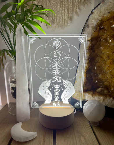 Reiki Symbols + seed of life pattern | hon sha ze sho nen | cho ko rei| sei he kei .. usb led light